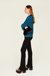Pullover Big Poor Boy rayé femme Raye noir/bleu de prusse vue de détail 4