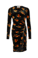 Robe courte asymétrique en jacquard de velours Orange vue de face