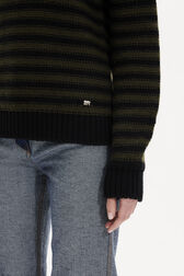 Striped Long-Sleeved Crew Neck Sweater Striped black/khaki details view 2