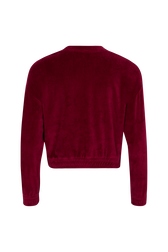 Long-Sleeved Velvet Sweater Rasberry back view