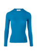 Women Ribbed Wool Sweater Prussian blue front view