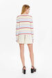 Cardigan picots rayé multicolore femme Multico raye blanc vue portée de dos