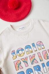 Round Collar Girl Sweatshirt Ecru details view 1