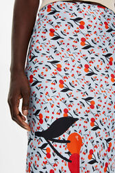 Jupe midi twill motif cerise femme Baby blue vue de détail 2