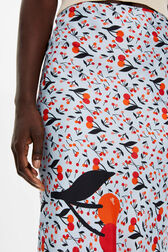 Women Cherry Print Twill Midi Skirt Baby blue details view 2