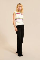 Women Multicolor Striped Openwork Tank Top Ecru details view 1