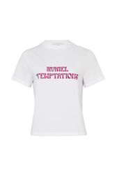 T-shirt col rond manches courtes en jersey de coton Blanc vue de face