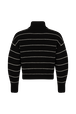 Turtleneck Jumper With Curved Long Sleeves Black/white back view