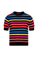 Sweater manches courtes Big Poor Boy rayé femme Multico raye rf vue de face