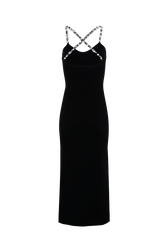 Robe fendue à bretelles maille femme Noir vue de dos