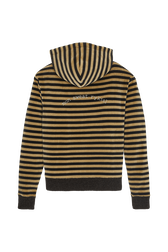 Pull à capuche velours femme Raye noir/kaki vue de dos