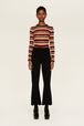 Women Striped Fluffy Bodysuit Multico crea details view 3