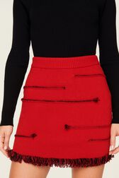 Women Charms Intarsia Wool Mini Skirt Red details view 2