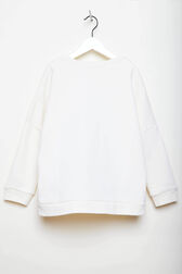 Girl Long Printed Sweatshirt Ecru back view