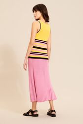 Women Multicolor Striped Tank Top Orange back worn view