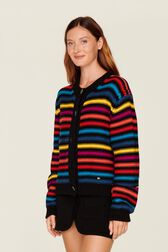 Cardigan Big Poor Boy rayé femme Multico raye rf vue de détail 1