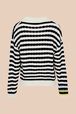 Pull vareuse col V femme Raye noir/bleu vue de dos
