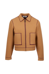 Veste double face laine femme Beige vue de face