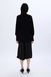 Cardigan en merinos et soie Noir vue portée de dos