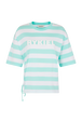 Striped short-sleeved crew-neck T-shirt White/mint stripe front view