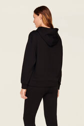 Women Cotton Jersey Hoodie Black back worn view