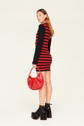 Robe midi rayée Jane Birkin femme Raye noir/rouge vue de détail 5