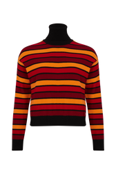 Wool and Cashmere Striped Jumper Striped red/orange front view
