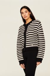 Cardigan Big Poor Boy rayé femme Raye noir/blanc vue de détail 1