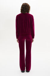 Long-Sleeved Velvet Sweater Rasberry back worn view