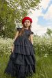 Robe longue à volants fille Noir vue de détail 2