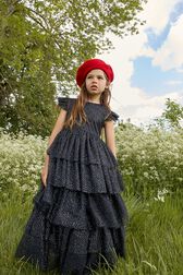 Robe longue à volants fille Noir vue de détail 2
