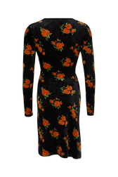 Robe courte asymétrique en jacquard de velours Orange vue de dos