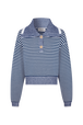 Pull camionneur marinière en coton mélangée Raye blanc / bleu vue de face