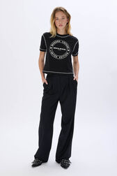 T-shirt col rond manches courtes en jersey de coton Noir vue portée de face