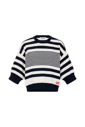 Striped cotton sweater Blue/white front view