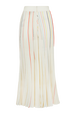 Jupe longue plissée rayée multicolore Ecru vue de dos