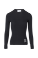 Women Ribbed Wool Sweater Black front view