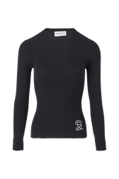 Pull laine côtelée femme Noir vue de face