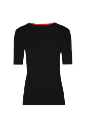 Pull décolleté V coloré viscose femme Noir vue de dos