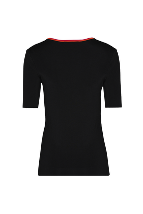 Women Coloured viscose V-Neck Jumper Black back view
