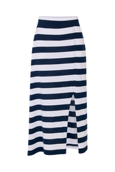 Long striped skirt Striped white/blue front view