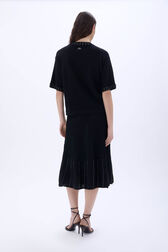 Short-sleeve sweater with rhinestone neckline Black back worn view