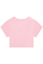 T-shirt forme crop fille jersey Rose vue de dos
