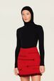 Women Charms Intarsia Wool Mini Skirt Red details view 4