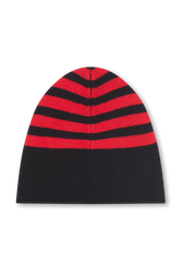 Striped woolen beanie Black/red back view