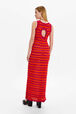Women Striped Openwork Maxi Dress Striped fuchsia/coral back worn view