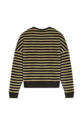 Sweat velours femme Raye noir/kaki vue de dos