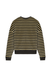 Women Velvet Sweatshirt Striped black/khaki back view