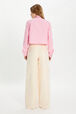 Pinstripe cargo trousers Ecru/pink back worn view