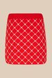 Women Jacquard Mini Skirt Red back view